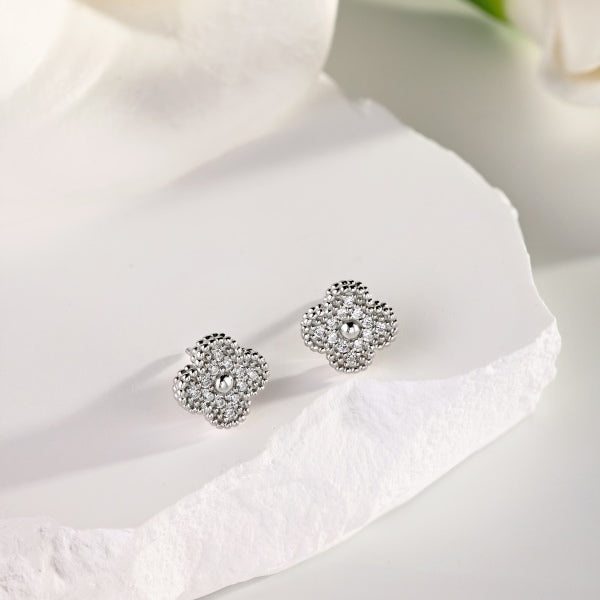 Silver Clover Classic Earrings
