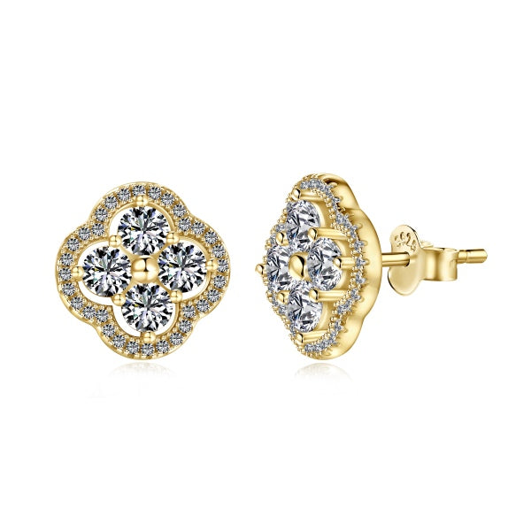 Intricate Gold Clover Earrings