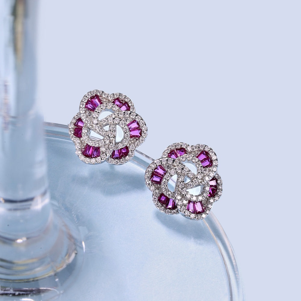 Hot Pink Flower Earring